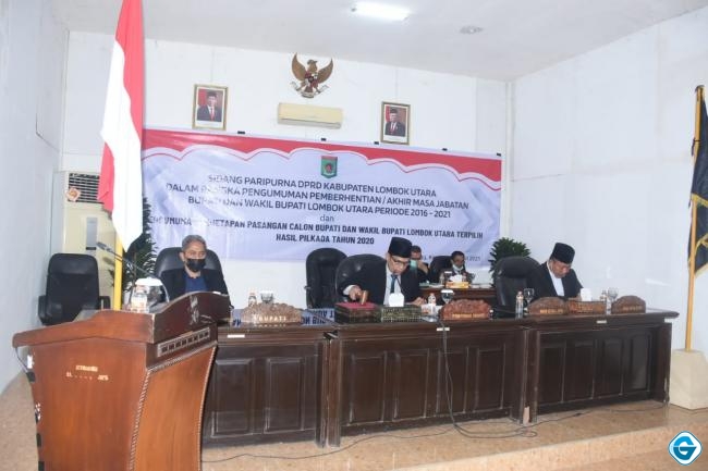 Paripurna DPRD KLU, Tetapkan Hasil Pilbup 2020 